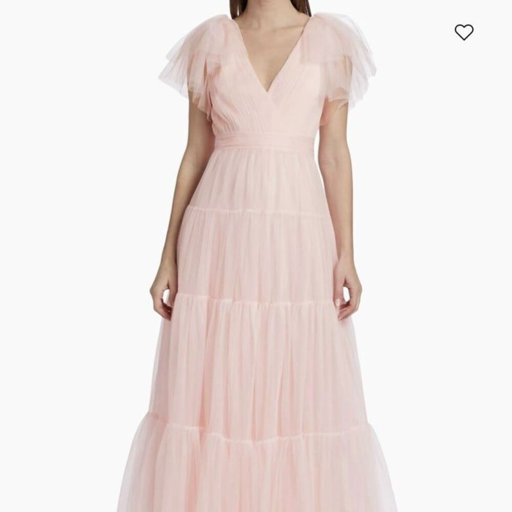 Glinda Sparkly shimmery coquette tiered ruffle pink maxi dress - Picture 1 of 8